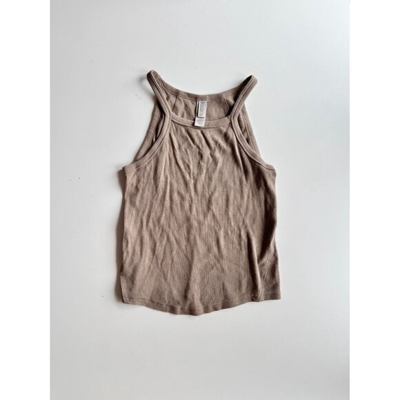 KASICS Taupe Cotton Baby Rib Racerback Tank, Size M - Picture 4 of 11